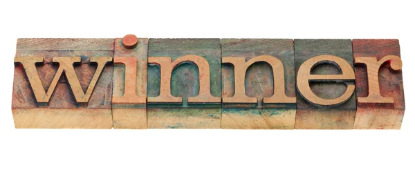 Winner word in letterpress type — Stock Photo, Image