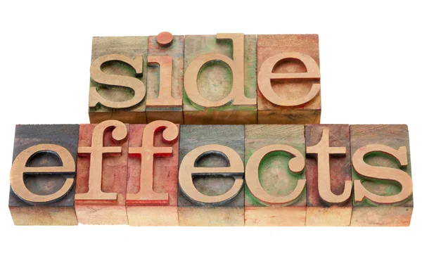 Sideeffects woord in boekdruk type — Stockfoto