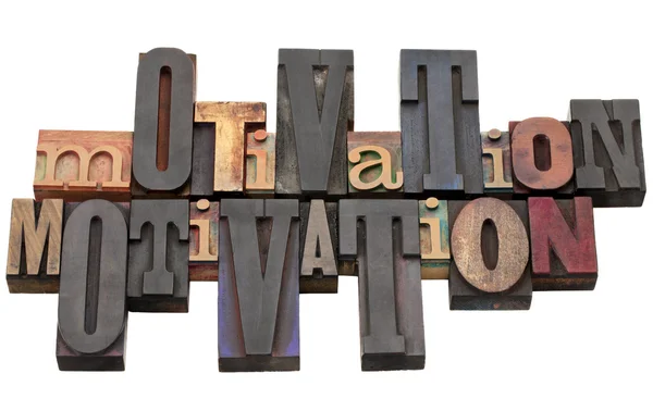 Motivation word in letterpress type — Stock Photo, Image