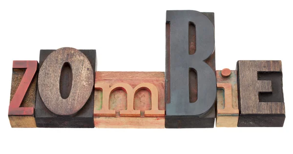 Zombie word in letterpress type — Stock Photo, Image
