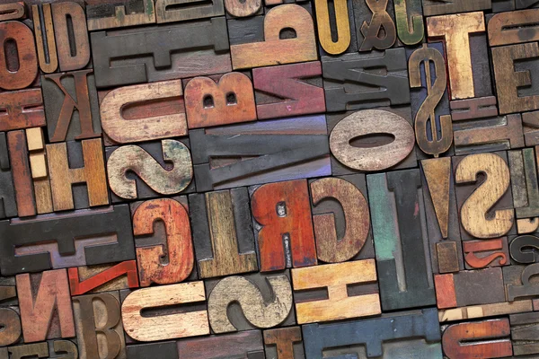 Letterpress wood type with ink patina — Stock Photo, Image