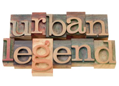 Urban legend in wood letterpress type clipart