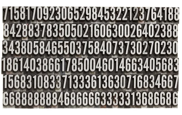 Números aleatórios no tipo de tipografia metálica — Fotografia de Stock