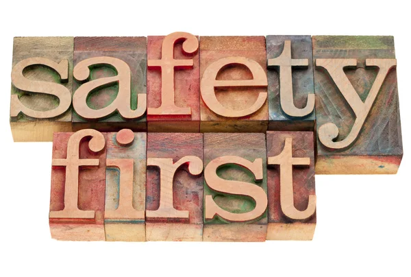 Safety first in letterpress type — Stock Photo, Image