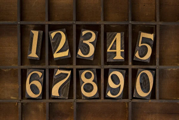 Fa számok - vintage Magasnyomó típusa — Stock Fotó