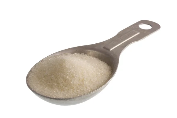 Tablespoon of white sugar — Stock Photo, Image