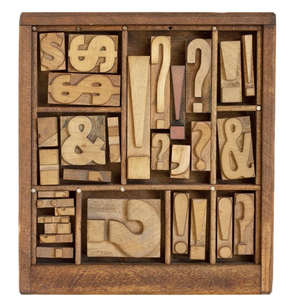 Punctuation symbols in letterpress type — Stock Photo, Image