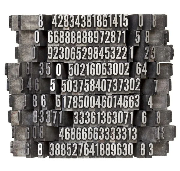Random numbers in letterpress type — Stock Photo, Image