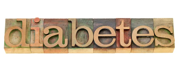 Diabetes - palavra em tipografia — Fotografia de Stock