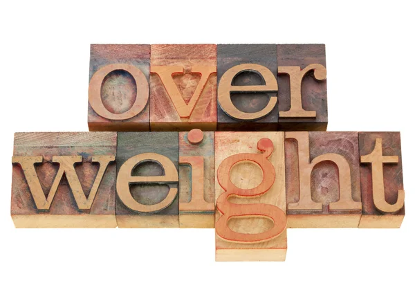Parola sovrappeso nel tipo letterpress — Foto Stock