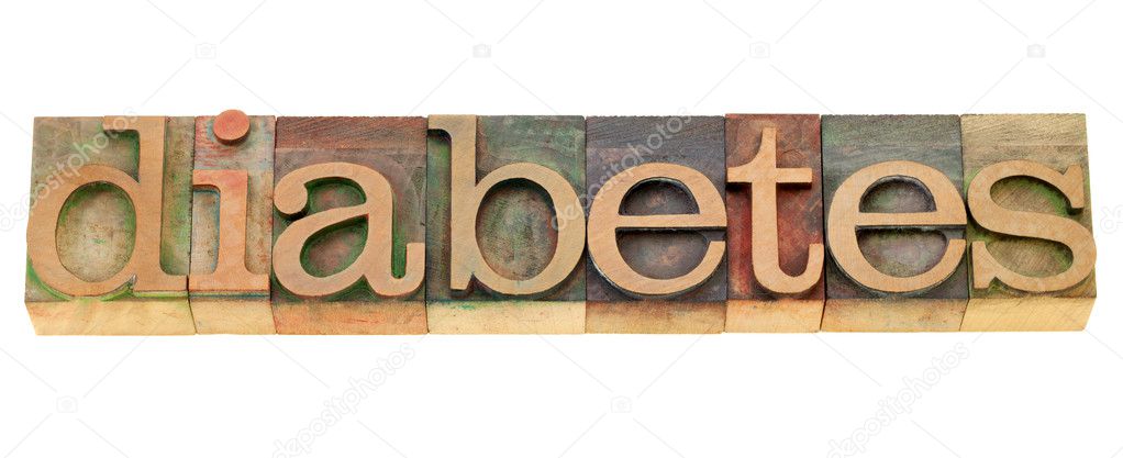 Diabetes - word in letterpress type