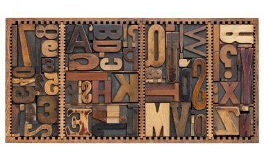 Vintage letters, numbers and punctuation signs clipart