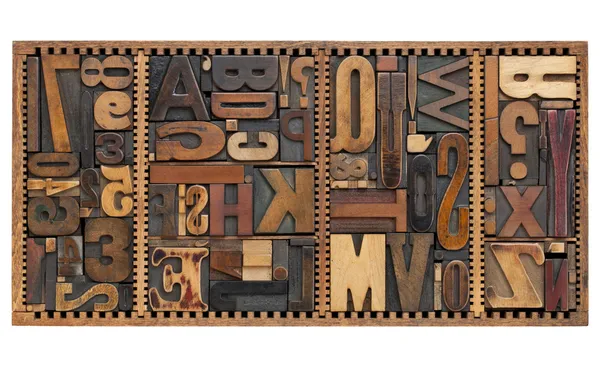 Vintage betűk, számok és írásjelek — Stock Fotó
