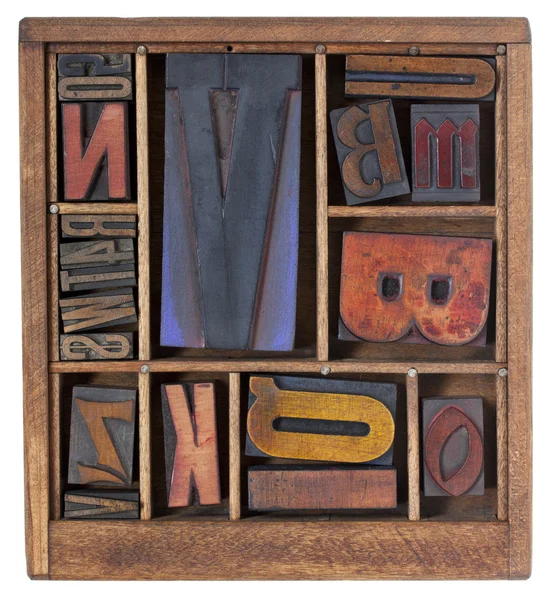 Antique letterpress printing blocks — Stock Photo, Image