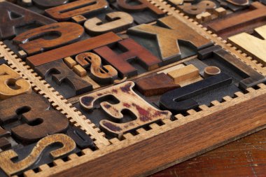 Antique letterpress prinitng blocks clipart
