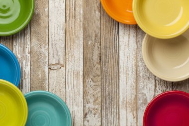 Old wood and color bowls