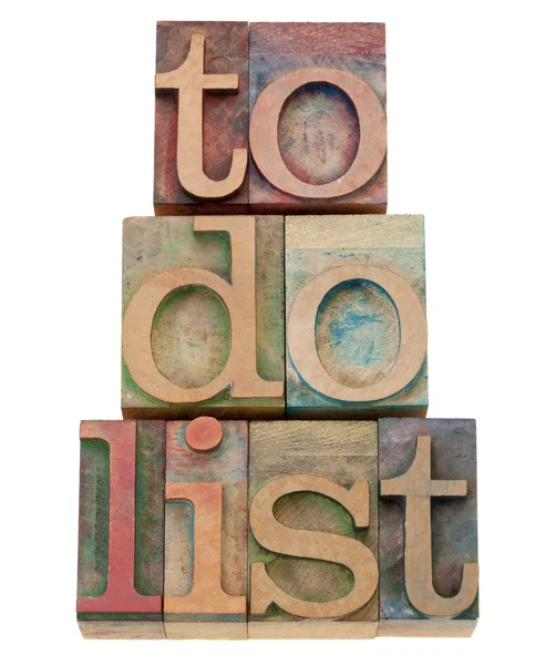 To do list headline in letterpress type — Stock Photo, Image