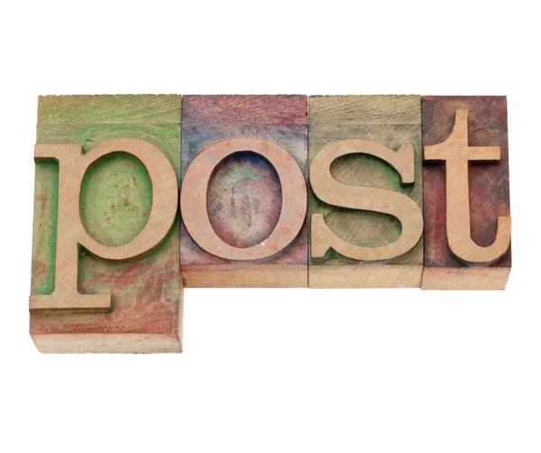 Post - word in letterpress type — Stock Photo, Image