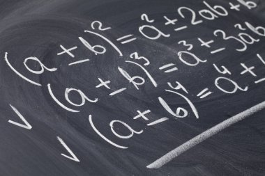 Mathematical equations on blackboard clipart