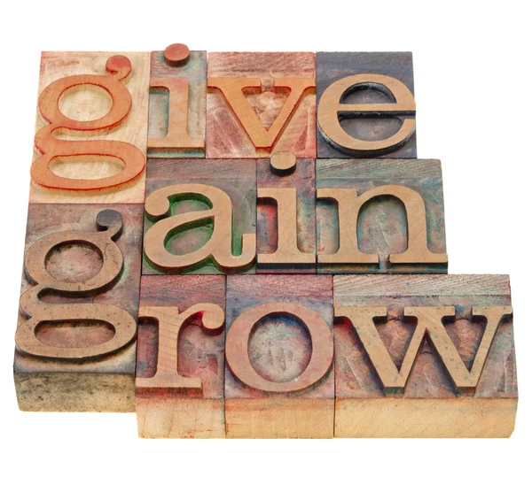 Give, gain and grow — Stock Photo, Image