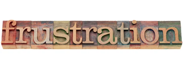 Parola di frustrazione nel tipo letterpress — Foto Stock
