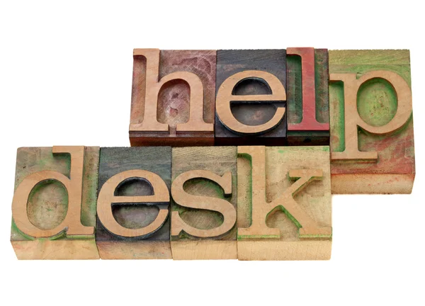 Help desk in letterpress type — Stock Photo, Image