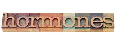 Hormones word in letterpress type clipart