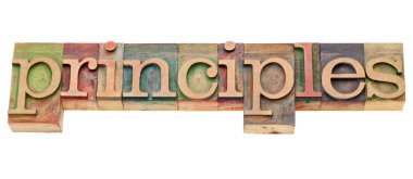 Principles word in letterpress clipart