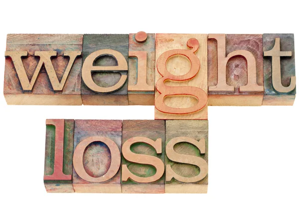 Palavras de perda de peso em tipografia — Fotografia de Stock