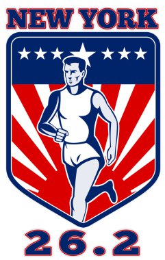 Marathon runner shield new york 26.2 clipart