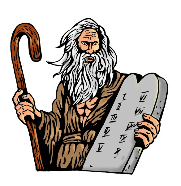 Moses bär de tio budorden på en Tablet PC — Stockfoto