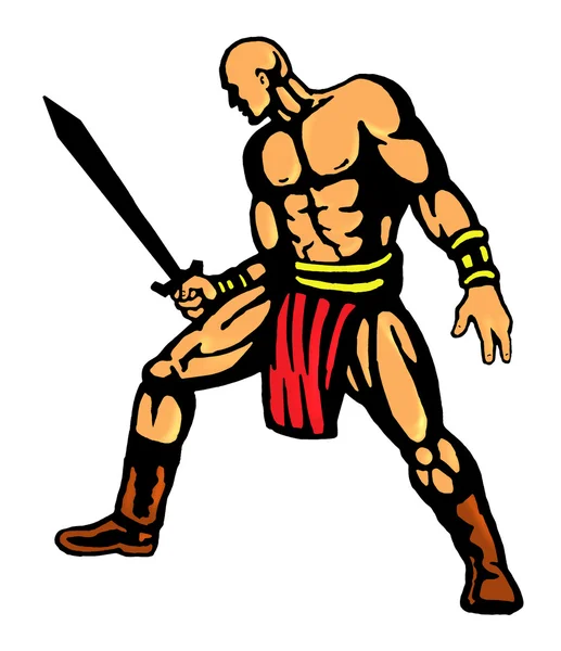 Warrior with big sword fighting — Stock Photo, Image