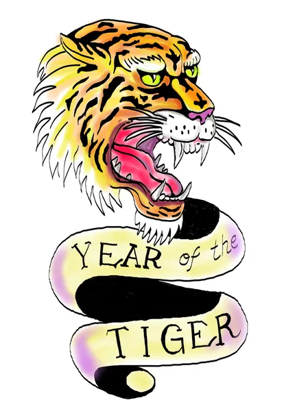 Tiger head facing side view year of tiger — Stock Photo, Image
