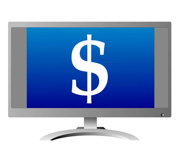 Monitor del computer valuta dollaro simbolo segno — Foto Stock