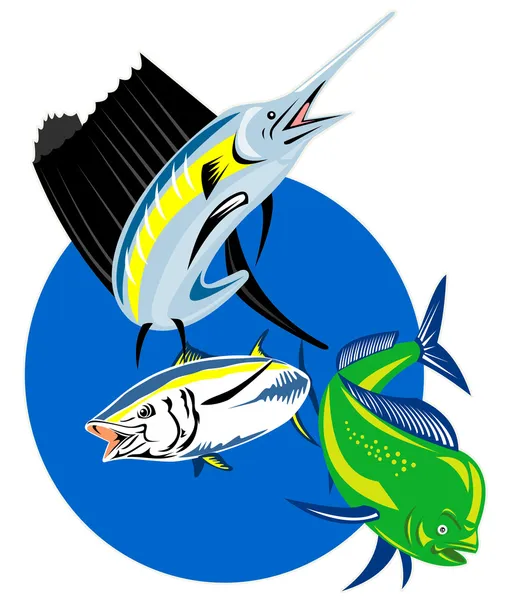Рыба-дельфин и тунец из жёлтого плавника — стоковое фото