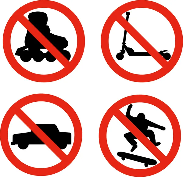 Yol işareti scooter Park paten hiçbir roller blade — Stok fotoğraf