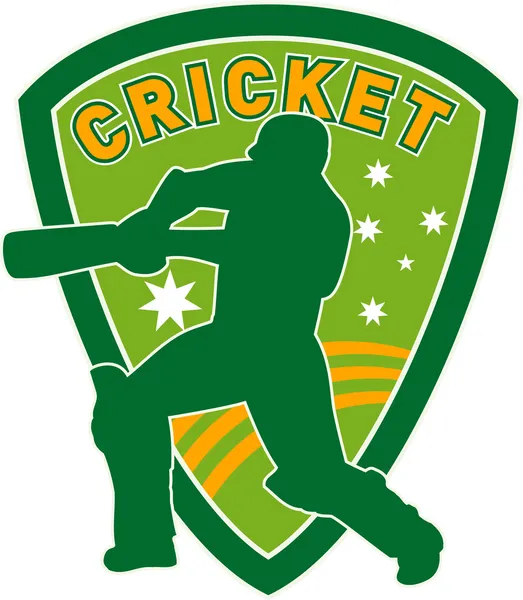 Kriketový hráč pálkař odpalování štít — Stock fotografie