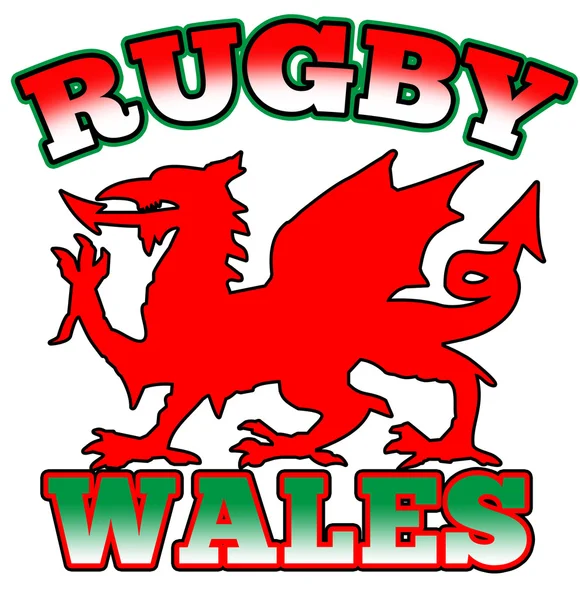 Rugby wales flagga dragon — Stockfoto