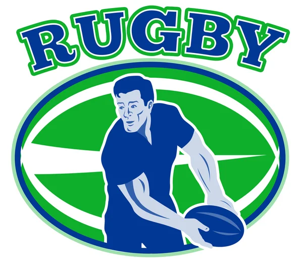 Rugby pasando bola vista frontal — Foto de Stock