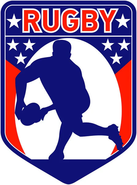 Gracz rugby, przechodzącą piłkę Tarcza — Zdjęcie stockowe