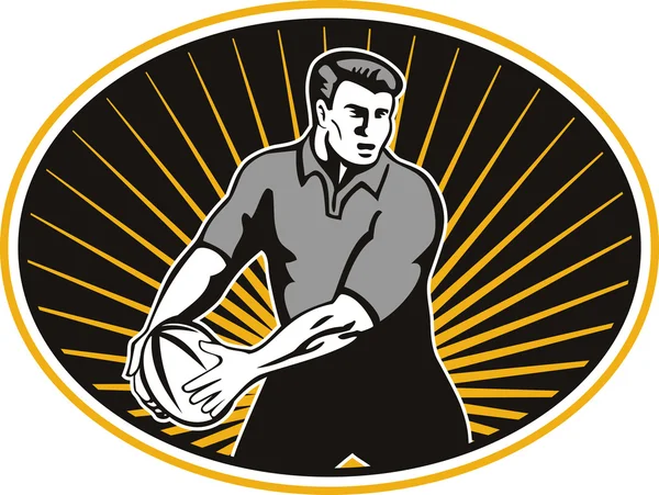 Rugby hráči předávání míč — Stock fotografie