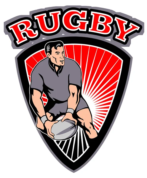 Giocatore di rugby che passa scudo palla — Foto Stock