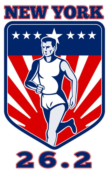 Marathon runner shield new york 26.2 — Stock Photo, Image