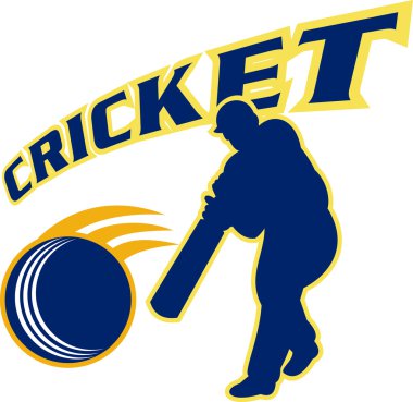 Cricket batsman batting ball clipart