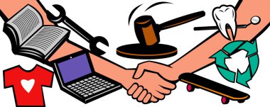 Auction items handshake deal swap exchange clipart