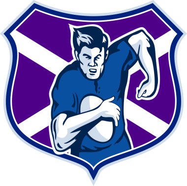 Rugby player bayrak ve İskoçya'nın kalkan