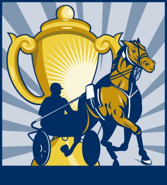 Harness horse race racing championship cup clipart