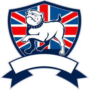 Proud english bulldog british flag shield clipart