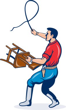 Lion tamer with whip and holding a chair clipart
