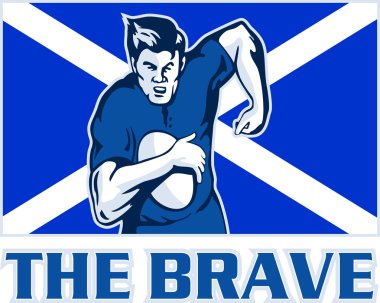 Rugby player İskoçya bayrağı cesur